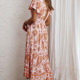 Kailee Short Sleeve Midi Dress Pink/Orange