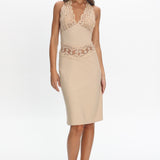 LIONESS Solana Midi Dress Beige Plaid