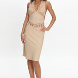 LIONESS Solana Midi Dress Beige Plaid