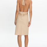 LIONESS Solana Midi Dress Beige Plaid