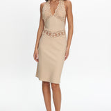 LIONESS Solana Midi Dress Beige Plaid