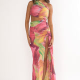 Marvella Open Back Cut-Out Maxi Dress Red Multi