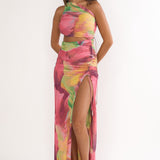 Marvella Open Back Cut-Out Maxi Dress Red Multi
