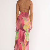 Marvella Open Back Cut-Out Maxi Dress Red Multi