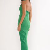 Stellarose Halter Ruched Maxi Dress Green