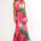 Elaina Rope Waist Halter Maxi Dress Fuchsia