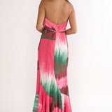 Elaina Rope Waist Halter Maxi Dress Fuchsia