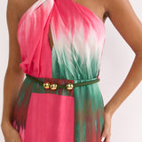 Elaina Rope Waist Halter Maxi Dress Fuchsia