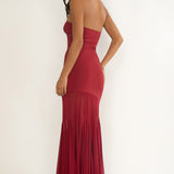Velvet Rope Strapless Mesh Maxi Dress Wine