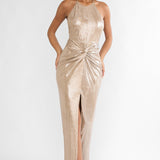 Delphinah Twist Waist Maxi Dress Champagne