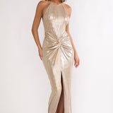 Delphinah Twist Waist Maxi Dress Champagne