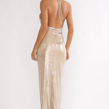 Delphinah Twist Waist Maxi Dress Champagne