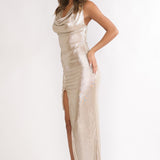 Lyrah Cowl Ruched Maxi Dress Champagne