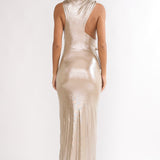 Lyrah Cowl Ruched Maxi Dress Champagne