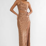Kyma One-Shoulder Cut-Out Maxi Dress Mocha