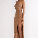 Kyma One-Shoulder Cut-Out Maxi Dress Mocha