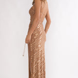 Kyma One-Shoulder Cut-Out Maxi Dress Mocha