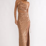 Kyma One-Shoulder Cut-Out Maxi Dress Mocha
