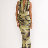 Veya Sleeveless Cowl Maxi Dress Moss