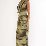 Veya Sleeveless Cowl Maxi Dress Moss