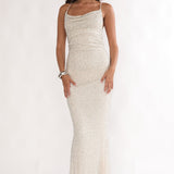 Emillia Strappy Open Back Maxi Dress Sequin Ivory