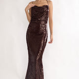 She's The Star Open Tied Back Maxi Dress Sequin Wine