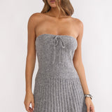 Hollis Strapless Pleat Hem Knit Mini Dress Charocal