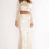 Crystalline Sequin Maxi Skirt Champagne