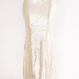 Crystalline Sequin Maxi Skirt Champagne
