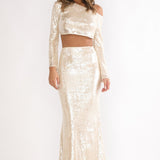 Crystalline Sequin Maxi Skirt Champagne