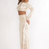 Crystalline Sequin Maxi Skirt Champagne