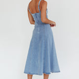 Catch My Drift A-Line Midi Dress Denim Blue