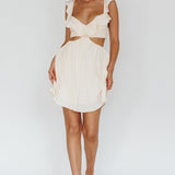 Revel Ruffle Trim Cut-Out Waist Dress Ivory
