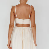 Revel Ruffle Trim Cut-Out Waist Dress Ivory