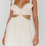 Revel Ruffle Trim Cut-Out Waist Dress Ivory