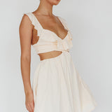 Revel Ruffle Trim Cut-Out Waist Dress Ivory