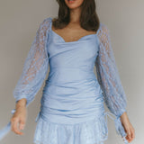 With Love Long Sleeve Lace Mini Dress Blue