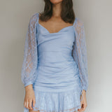 With Love Long Sleeve Lace Mini Dress Blue