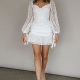 With Love Long Sleeve Lace Mini Dress White