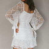 With Love Long Sleeve Lace Mini Dress White