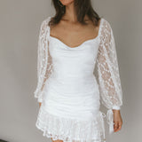 With Love Long Sleeve Lace Mini Dress White
