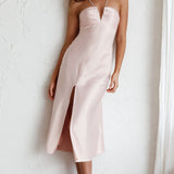 Venetia Diamante Strap Midi Dress Blush