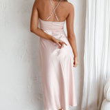 Venetia Diamante Strap Midi Dress Blush