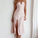 Venetia Diamante Strap Midi Dress Blush