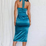 Modern Romance Halterneck Knee Length Dress Forest Green