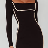 Sunny Coast Long Sleeve Piping Maxi Dress Black
