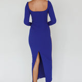 Sunny Coast Long Sleeve Piping Maxi Dress Blue