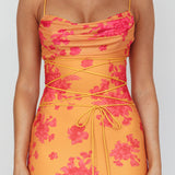 Teava Laced Waist Maxi Dress Floral Orange