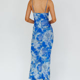 Teava Laced Waist Maxi Dress Print Floral Blue