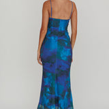 Teava Laced Waist Maxi Dress Print Blue